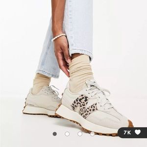 New Balance 327 animal sneakers in off-white and leopard